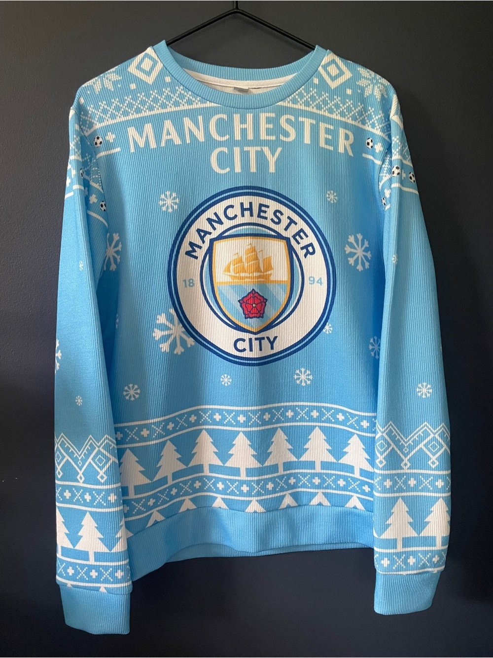 Manchester City Soccer Festive Holiday Sweatshirt/Sweater, New